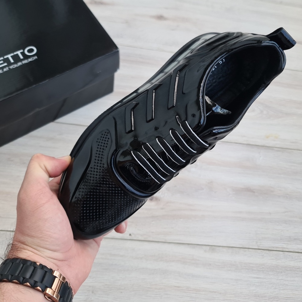 Black Patent Leather Sneakers for Men - Picture 7 of 7